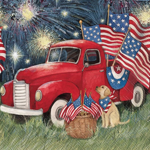Old Glory Red Truck Cocktail Napkins