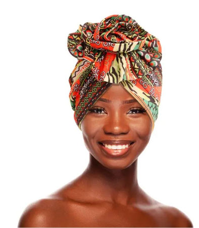 Olive African Print Knot Turban