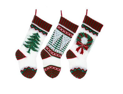 Red, White & Green Knit Christmas Stocking by Kurt Adler