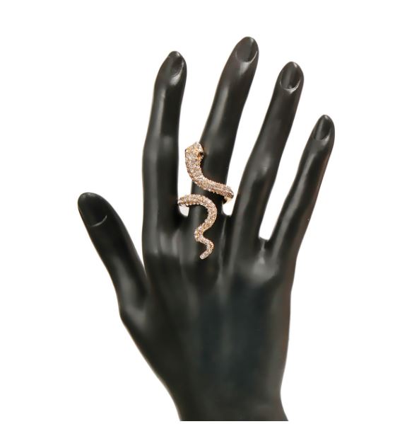 Gold Rhinestone Snake Ring