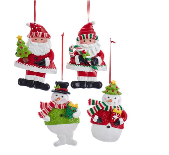 Red and Green Santa and Snowman Ornaments