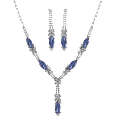 Marquis Cut Crystal Necklace & Earrings Set