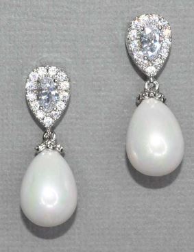 Diamond & Pearl Teardrop Earrings