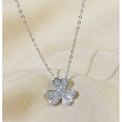 Shimmering Rhinestone Shamrock Necklace