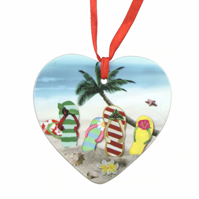 Ceramic Flip Flop Heart Ornament