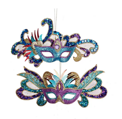 Glitter & Sequined Carnival Mask Ornaments