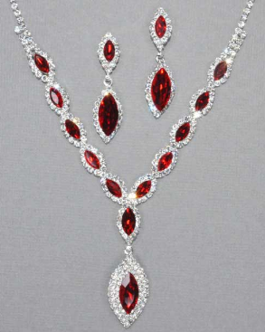 Siam Marquis Cut Crystal Necklace & Earrings Set