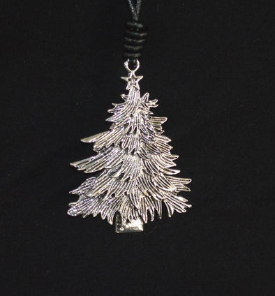 Silver Christmas Tree Necklace on Leather Cord
