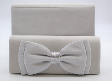 Silver Gray Soft Suede Evening Clutch