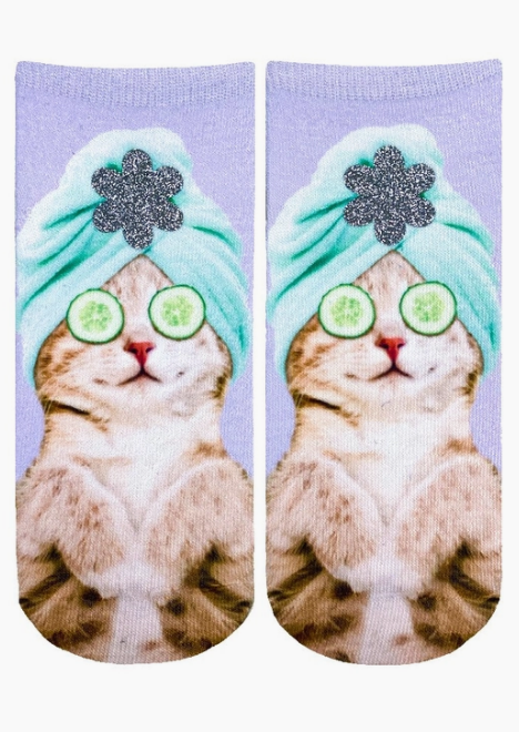 Spa Kitty Glitter Socks