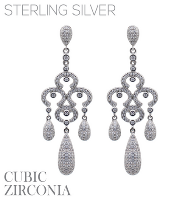 Sterling Silver Cubic Zirconia Chandelier Earrings