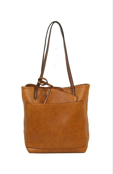 Saddle Brown Tote Bag with Matching Pouch