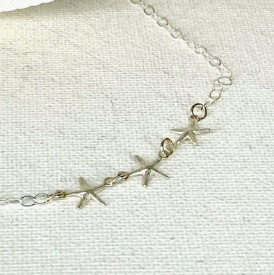 Triple Starfish Sterling Silver Necklace