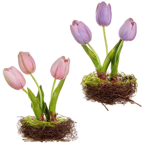 Real Touch Tulips in Nest Arrangement