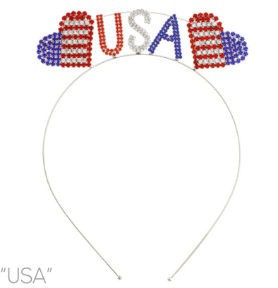 Patriotic USA Crystal Headband