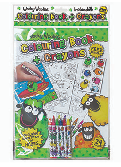 Wacky Woolies coloring Book & Crayons