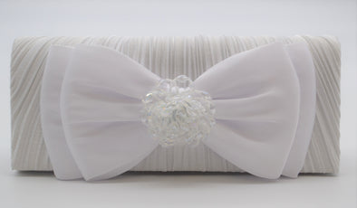 White Pleated Evening Clutch