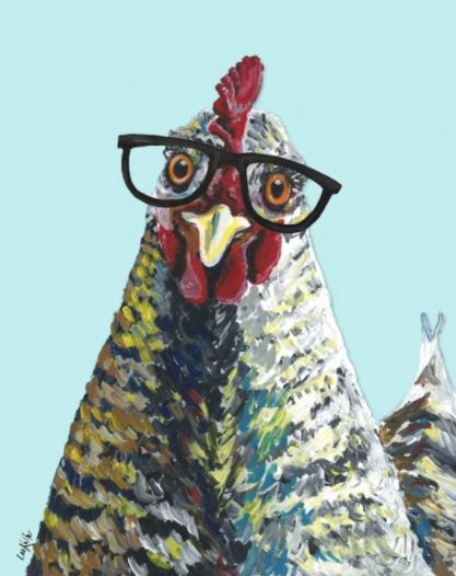 "Williamina with Glasses" Chicken Art