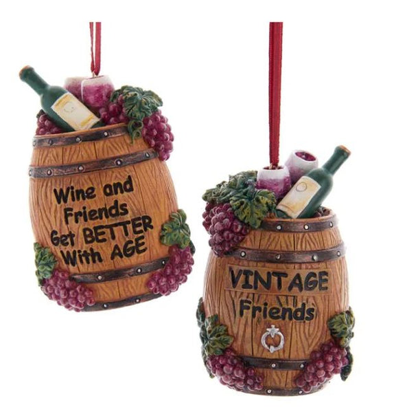 Wine Barrel With Saying Ornaments