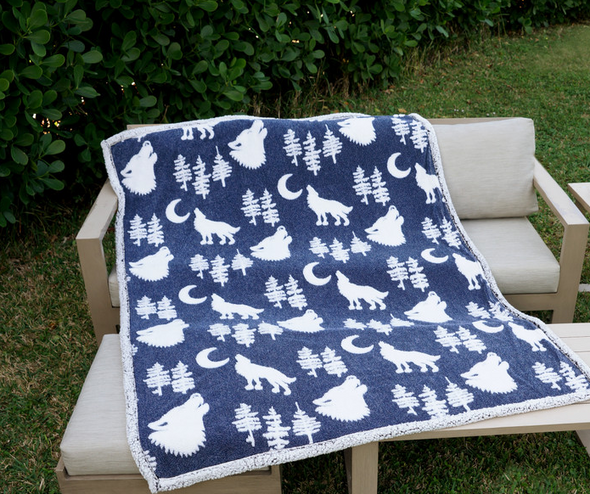 Melange Wolf Moon Sherpa Reversible Blanket