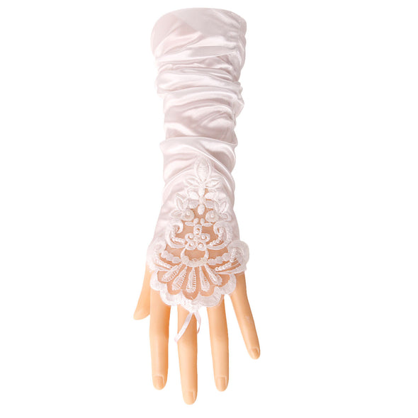 Long Embroidered Fingerless Gloves