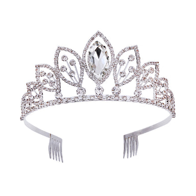 Marquise Crystal and Rhinestone Silver Tiara