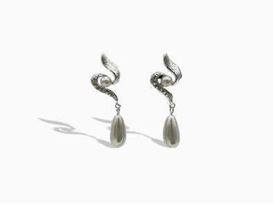 Pearl & Silver Drop Earrings